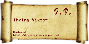 Ihring Viktor névjegykártya